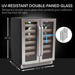 Whynter Elite 24″ Width 40 Bottle Seamless Stainless Steel Door Dual Zone Built-in Wine Refrigerator BWR-401DS