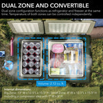Whynter 62 Quart Dual Zone Portable Fridge/ Freezer AC 115V DC 12-24V FM-62DZ