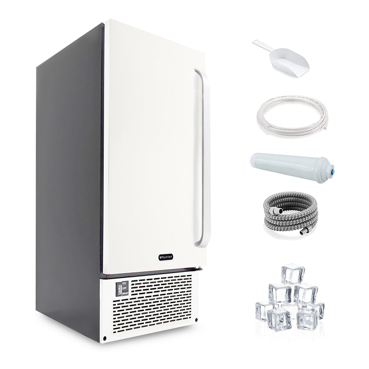 Whynter 15″ Built-In Ice Maker 80lb Capacity Clear Ice Cube with NSF Inline Water Filter UIM-502SS