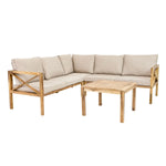 Sunnydaze 4-Piece Wood Patio Furniture Set – L-Shaped Outdoor Sofa Set CRT-7241