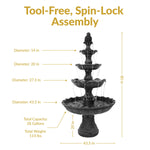 Sunnydaze 4-Tier Grand Courtyard Outdoor Water Fountain - 80" H FC-73850