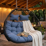 Sunnydaze Liza Loveseat Egg Chair with Cushions - Gray TF-547