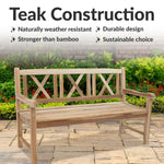 Sunnydaze 2-Person Teak Patio Bench for Outside - Cross-Back LAX-5021