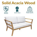Sunnydaze Bodie Acacia Patio Loveseat - 2-Seater Outdoor Sofa with Cushions BOD-5881