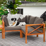 Sunnydaze 4-Piece Wood Patio Furniture Set – L-Shaped Outdoor Sofa Set CRT-7241