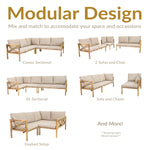 Sunnydaze 4-Piece Wood Patio Furniture Set – L-Shaped Outdoor Sofa Set CRT-7241