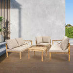 Sunnydaze 4-Piece Wood Patio Furniture Set – L-Shaped Outdoor Sofa Set CRT-7241