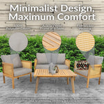 Sunnydaze 4-Piece Wood Patio Conversation Set – Wood Lounge Furniture CRT-6561