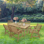 Sunnydaze Hatteras 7-Piece Outdoor Dining Set with Umbrella Hole - Patio Dining Set for 6 BOD-649-CMB