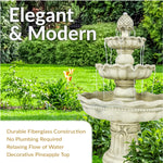 Sunnydaze 3-Tier Pineapple Garden Fountain - White - 51" H FC-73903
